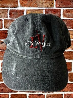 Las Vegas Embroidered Dad Hat - Black with Red Logo